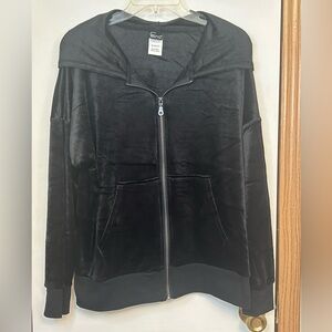 NEW Felina Women Black Velour Zip Up Hooded Jacket